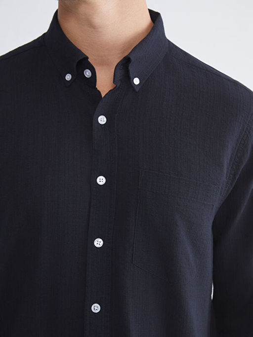 Regular Fit Uzun Kollu Erkek Dokulu G?mlek