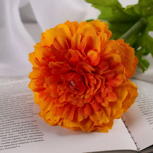 Цветы искусственные «Хризантема люкс», h=50 см, d=9 см, оранжевые