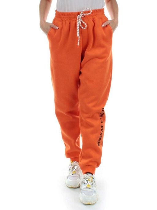M053 ORANGE Брюки спортивные женские на флисе (100% хлопок) 7986 - Fashion фото 2