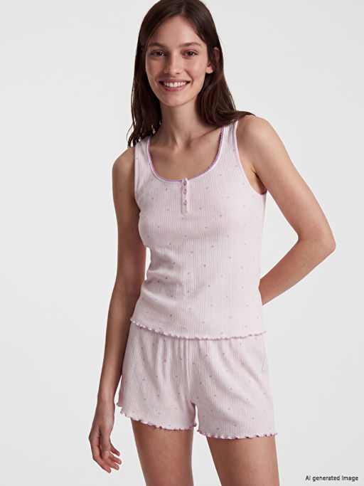 Puantiyeli Kad?n ?ortlu Pijama Tak?m?