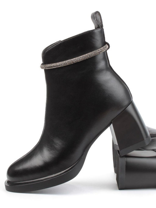 04-M3-840 BLACK Ботильоны зимние женские (натуральная кожа, натуральный мех)