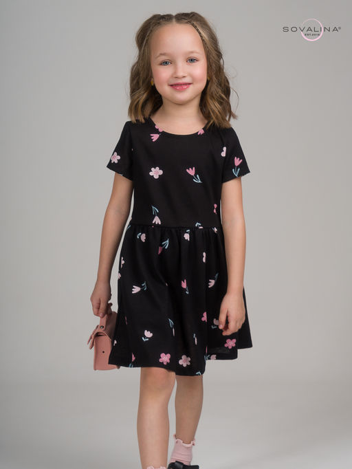 Платье Лето тюльпаны на черном