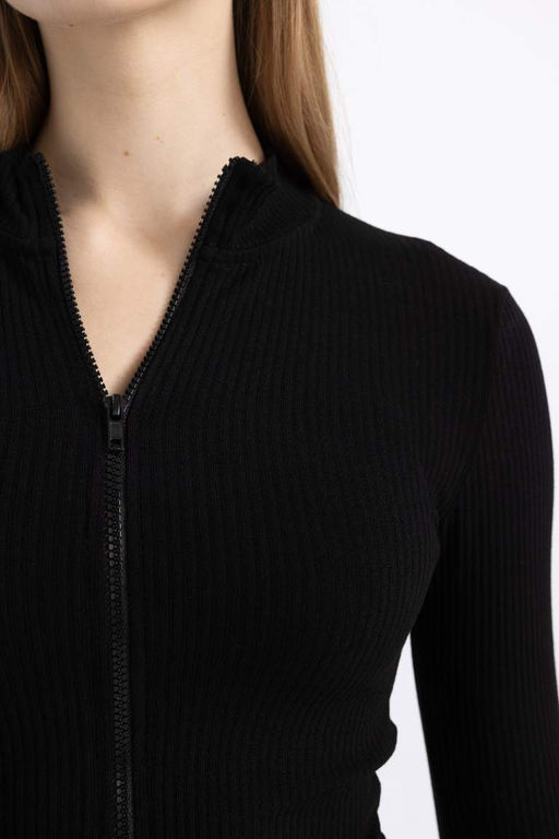 Кардиган приталенного кроя в рубчик с камзолом - Defacto фото 4