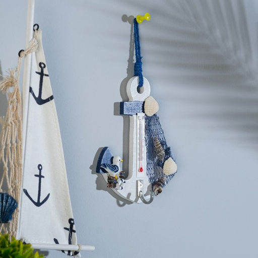 Термометр домашний настенный с крючком «Якорь с чайкой», 12×9.5×2.5 см