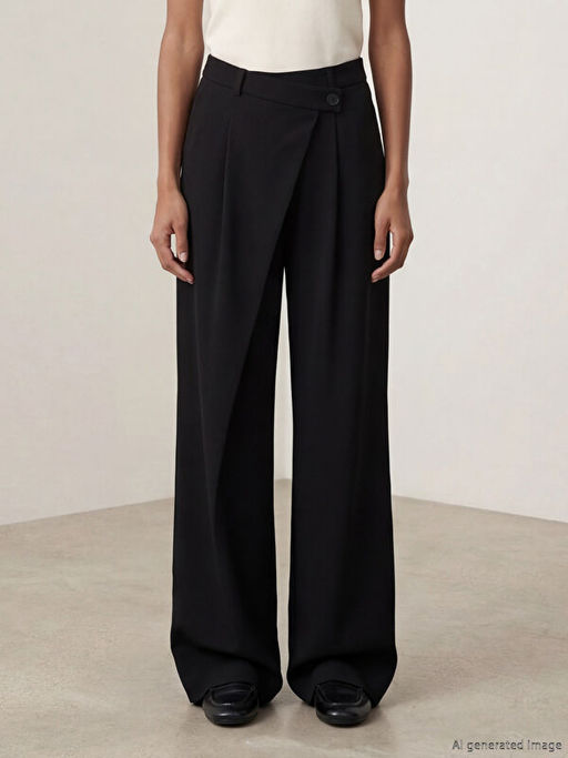 Standart Fit Kad?n Pileli Kuma? Pantolon