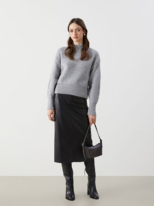 Yar?m Bal?k?? Yaka Kad?n Triko Kazak