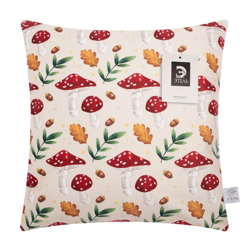 Наволочка декоративная Этель Грибы 40х40 см, 100% п/э, велюр  фото 5