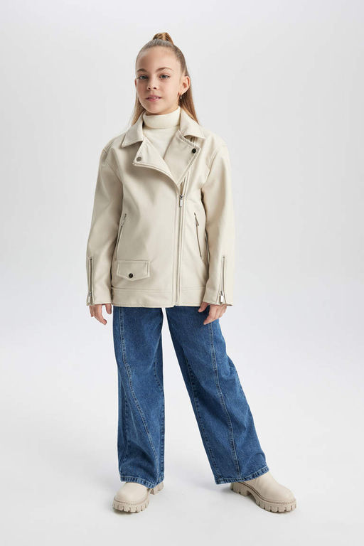 Водоотталкивающая куртка с воротником для девочек, пальто - Defacto фото 2