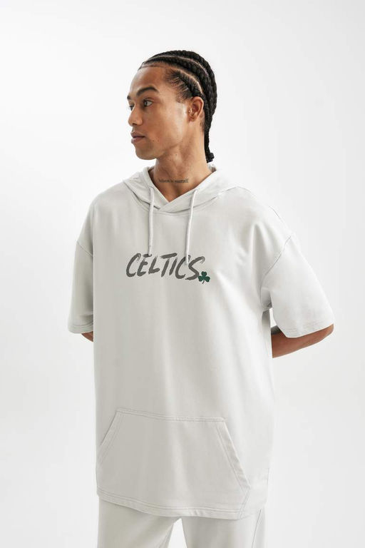 DeFactoFit Футболка Oversize с капюшоном и короткими рукавами NBA Boston Celtics  фото 4