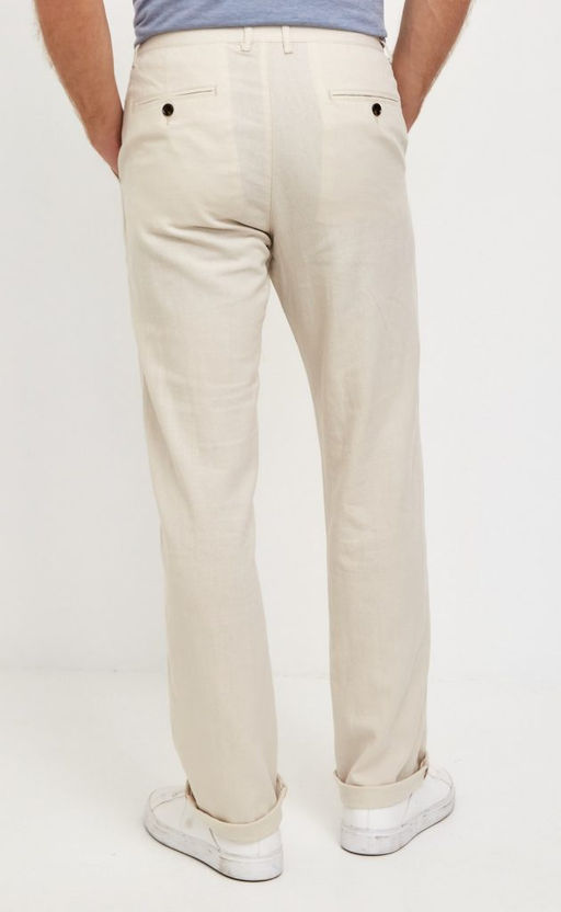 Брюки льняные мужские P111-0852 светло-бежевые