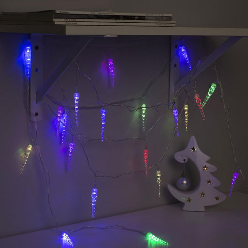 Гирлянда Нить 5 м с насадками Сосульки тающие, IP20, прозрачная нить, 20 LED, свечение мульти (RG/RB), мигание, 220 В - Luazon lighting фото 4