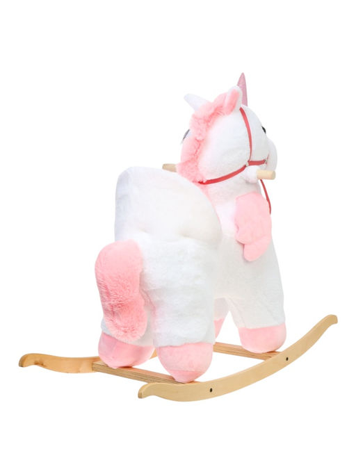 Качалка «Единорог», со спинкой, белая