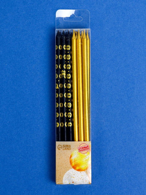 Свечи для торта Дискотека, 12 шт., золотой и черный - Страна карнавалия фото 5