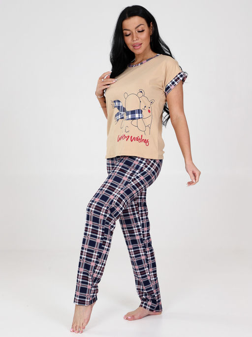 3101-ДК ДОМАШНИЙ КОСТЮМ (брюки) (Розовая/синяя клетка) - А-дина фото 4