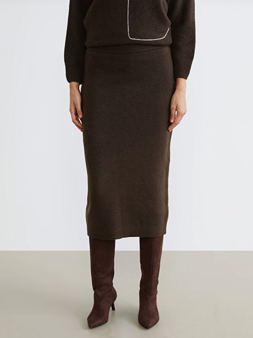 Beli Lastikli Y?rtma?l? Triko Etek