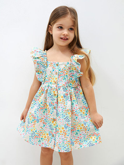 Kare Yaka Desenli K?z Bebek Elbise - Waikiki фото 3