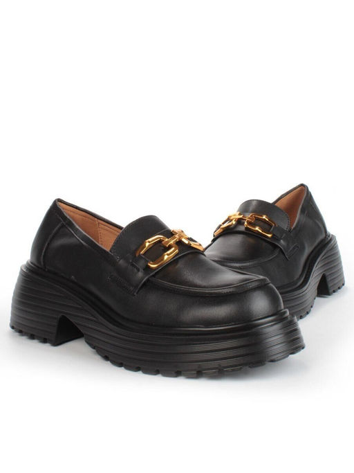 03-PDAG52-1 BLACK Лоферы женские (натуральная кожа)