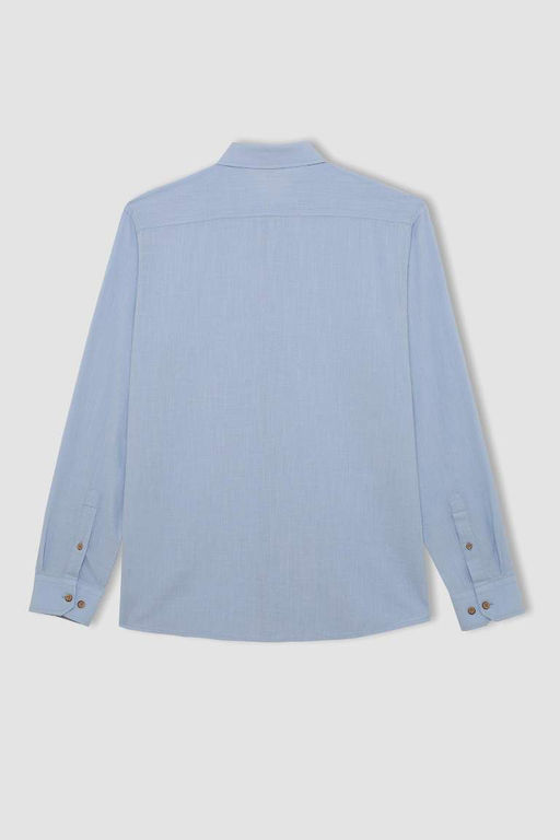 Рубашка из поплина с длинными рукавами и воротником-поло Modern Fit - Defacto фото 10