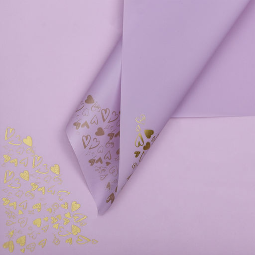 Цена за 20 шт. Плёнка матовая для цветов, с рисунком Амур, сиреневая, 60?60 см