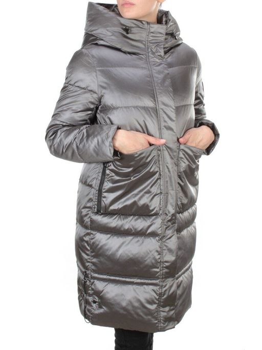 9106 DARK GREY Пальто зимнее женское FLOWEROVE (200 гр. холлофайбера)