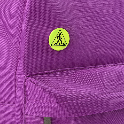 Цена за 100 шт. Светоотражающий значок «Пешеходный переход», d=3 см, жёлтый