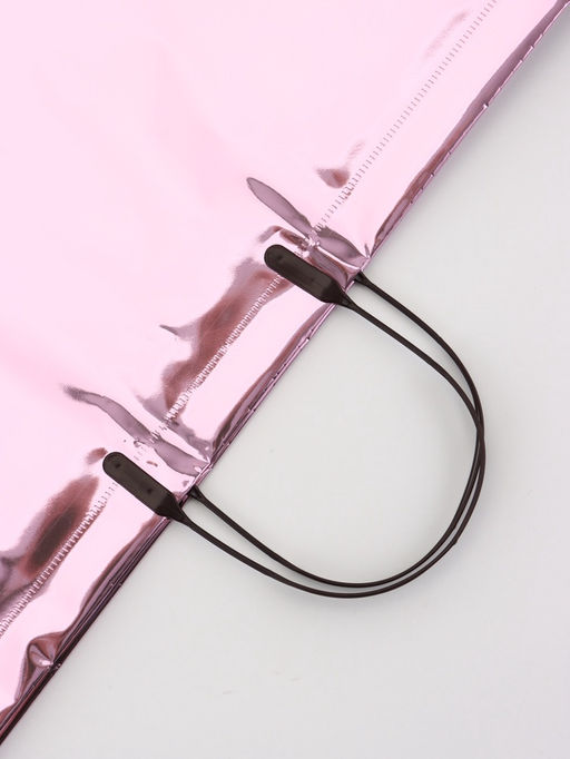 Пакет подарочный ПВХ, голография, розовый, пластиковая ручка, 50×42×12 см