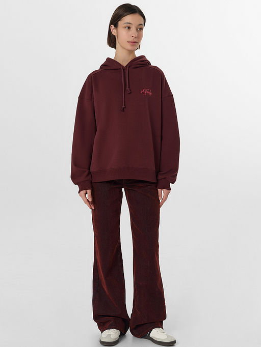 Теплое худи женское коричневое с начесом