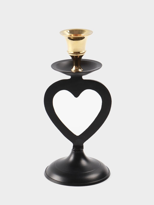 Подсвечник на 1 свечу, латунь, чёрный с золотом, 7?7.5?16.5 см