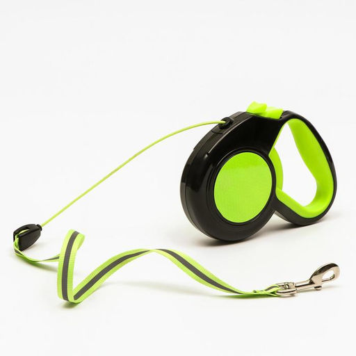 Рулетка Пижон светоотражающая, 8 м, до 50 кг, трос, прорезиненная ручка, зелёная  фото 2