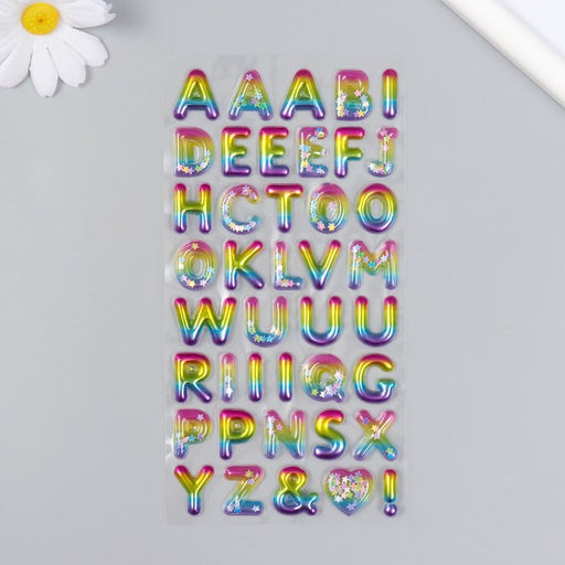 Цена за 10 шт. Наклейка пластик «Английский алфавит», с глиттером, 9×20.5 см, МИКС
