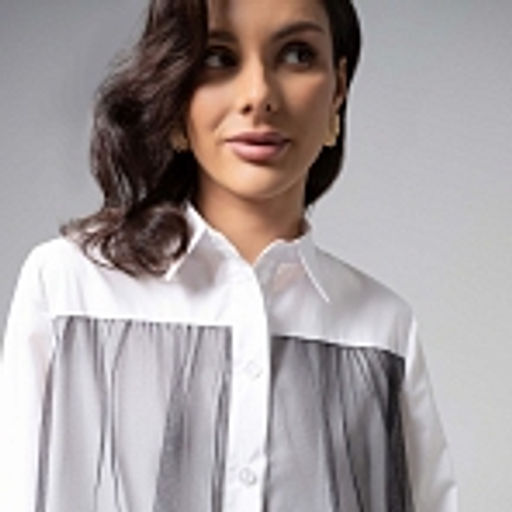 Рубашка комбинированная с сеткой, Срочно на обложку (white) - Charutti фото 15