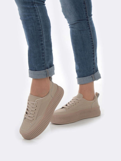 05-P8201-2 DK. BEIGE Кроссовки женские (натуральная кожа) - Фабричный китай фото 2