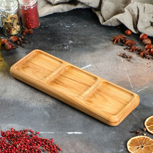 Менажница Доброе дерево, 3 секции, 30×10 см, массив ясеня