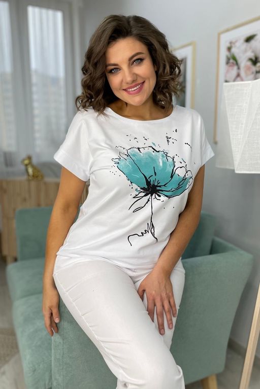 Футболка Rumoda 2062 белый/бирюза  фото 2