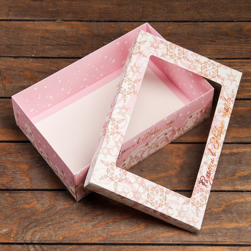 Цена за 5 шт. Коробка подарочная новогодняя складная с окном «С Новым годом» 30×20×9 см