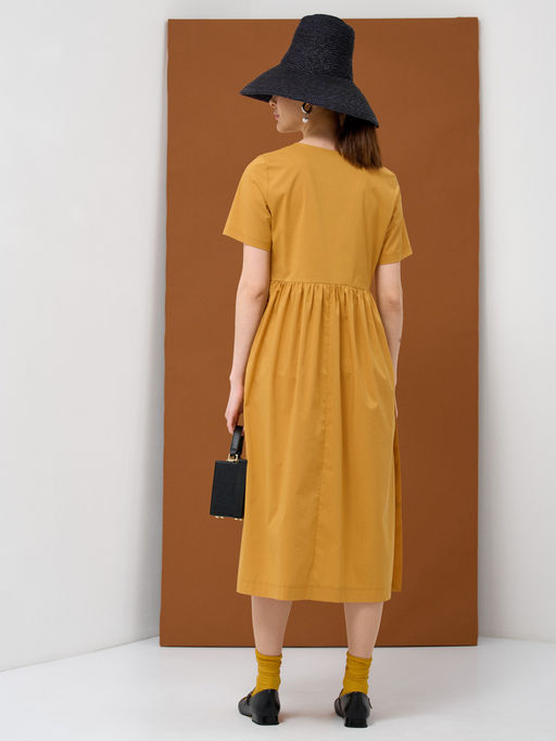 Платье хлопок OD-795-3 с планкой горчица OD-795-3 - Tantino фото 4