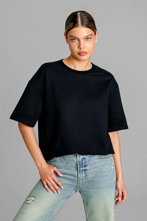 Арт. 3-302/2 Футболка женская оверсайз 44-50 (4 шт) Цвет:черный - Калинка фото 9