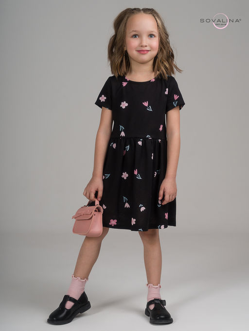 Платье Лето тюльпаны на черном