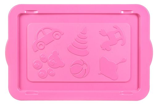 Ящик для игрушек 55 л 61*41*33 см KidsBox Милые щенки белый с розовой крышкой, на колёсах - Elan gallery фото 5