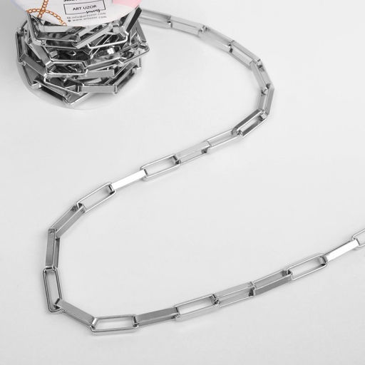 Цепочка для сумки, железная, 18×6 мм, 3±0.1 м, цвет серебряный