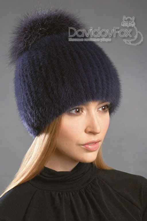 Шапка Лыжница норка тёмная слива