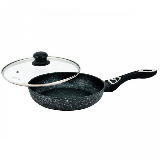 Сковорода с антипригарным покытием "Kelli" д20см, мраморное покрытие, индукционное дно, стеклянная крышка с паровыпуском (Китай) Подходит для всех видов плит. Можно мыть в посудомоечной машине