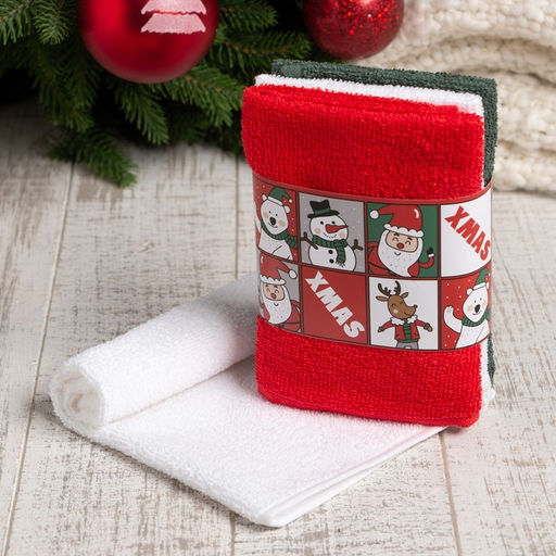 Набор махровых полотенец Этель Xmas, 30?30 см - 3 шт., хлопок 100%