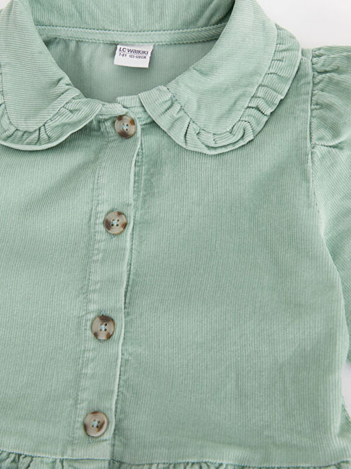 Bebe Yaka Basic Uzun Kollu Kadife K?z ?ocuk Elbise - Waikiki фото 3