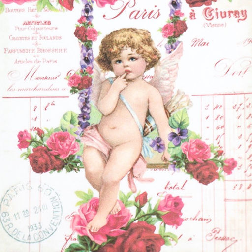 Цена за 5 шт. Декупажная карта "Амурчики" формат А4, плотность  45г/м2