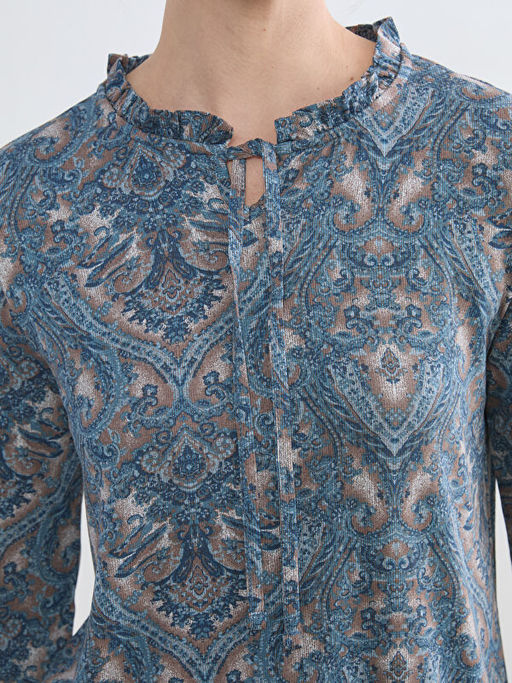 Ba?lamal? Yaka Desenli Bluz