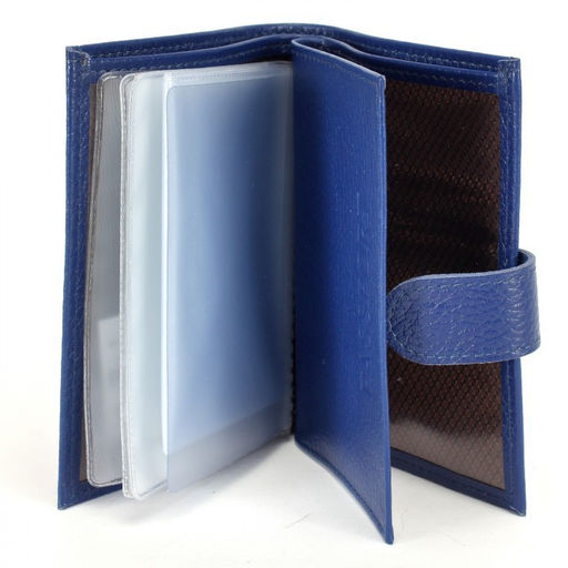 Обложка для авто+паспорт-Croco-ВП-1022 с хляст, двойн стенка, натуральная кожа васильковый флотер (105) 227361  фото 3