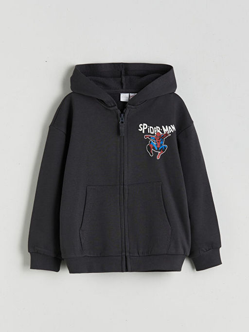 Spider-Man Bask?l? Erkek ?ocuk Fermuarl? Sweatshirt