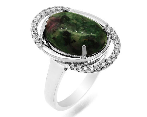 Кольцо из серебра цоизит, МЦВ075