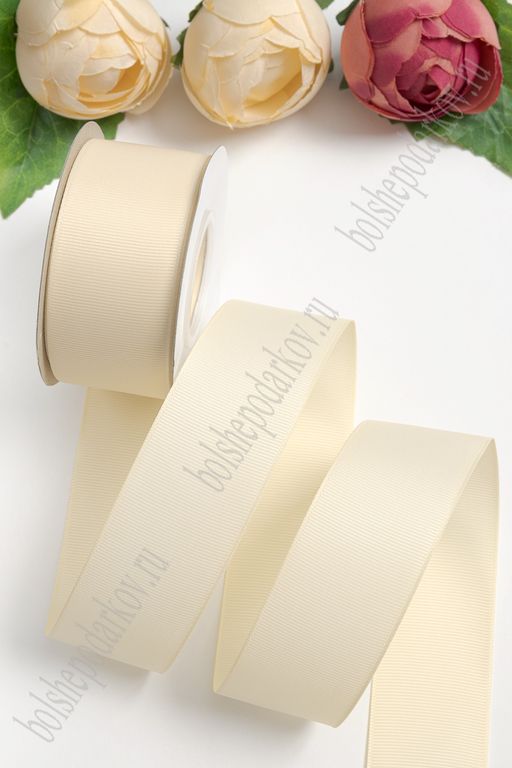 Лента репсовая 4 см*20 ярд "1 сорт" (бежевый №84) SF-1349